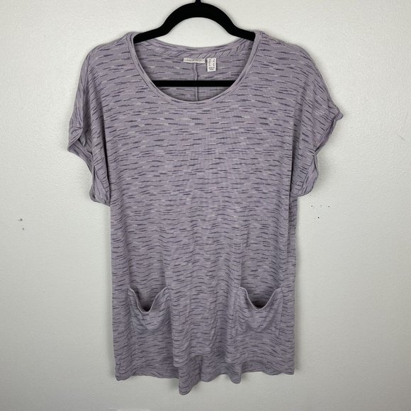 LOGO by Lori Goldstein Tops - LOGO By Lori Goldstein Purple Short Sleeve Tunic Top Women's Size L Pockets